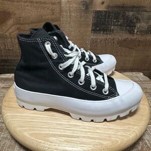 Converse Chuck Taylor All Star Lugged High Top Black White Women 7 Platform Shoe